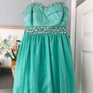 Teal Strapless Dress